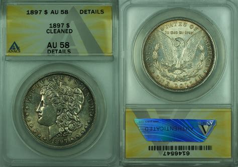 Usa 1 Coin 1897 Morgan Silver Dollar Anacs Au 58 Details Toned Better