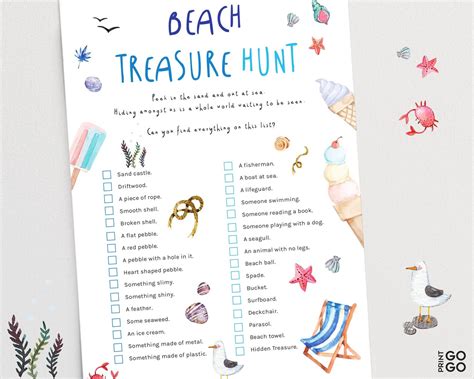 Beach Treasure Hunt For Kids Nature Scavenger Hunt Game Etsy
