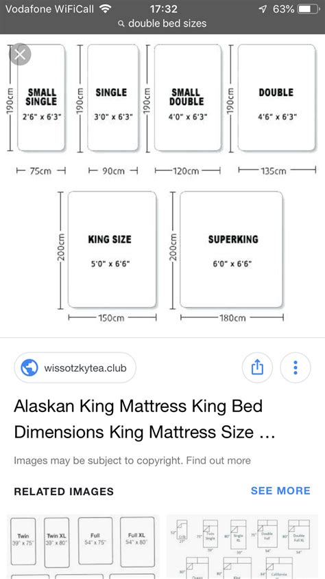 An Iphone Screen Showing The Size And Width Of Mattresses In Different