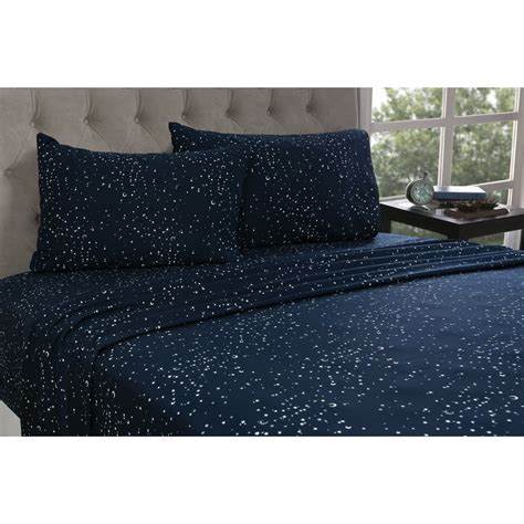 Mainstays 100 Cotton Percale Printed Sheet Set Starry Night Navy