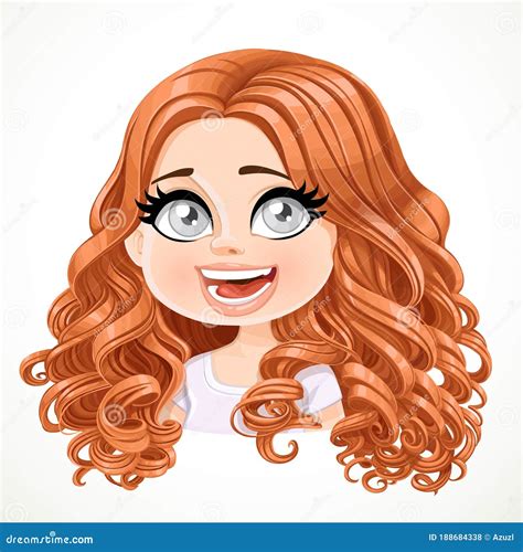 Beautiful Touched Cartoon Brunette Girl With Brown Hair Portrait Stock
