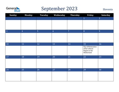 Slovenia September 2023 Calendar With Holidays
