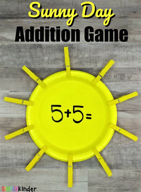 Sunny Day Addition Game For Kindergarten Students Addition Games