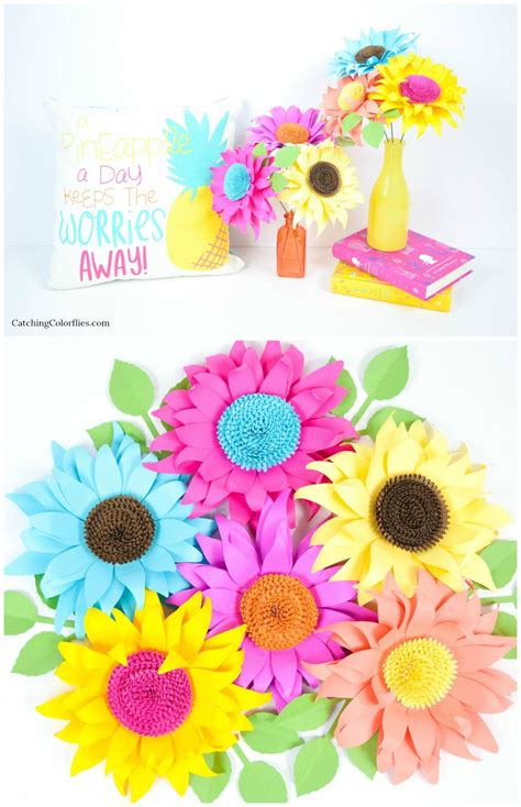 Sunflower Paper Flower Template - Small | Paper flower template, Flower template, Paper flowers
