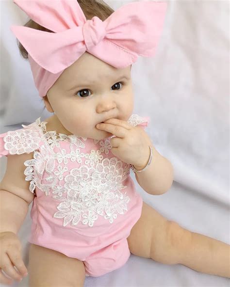 2 piezas super lindo pelele rosa para bebé niñas recién nacido bebé niña mono encaje floral ropa