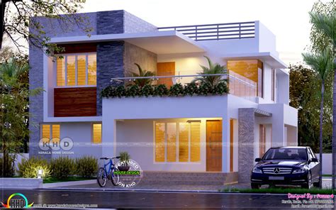 4 Bedroom Modern Flat Roof House Plan Kerala Home Design And Floor