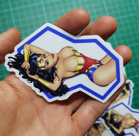 sexy wonder woman printed as a sticker by artiststyle hentai foundry