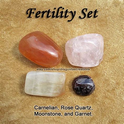 Fertility Crystal Healing Set Carnelian Garnet Moonstone And Rose Quartz — Also Pcos