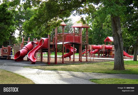 Red Playground Equipment Green Park Image And Photo Bigstock