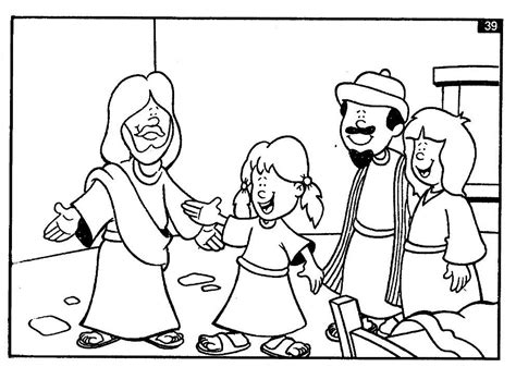 Jesus Raises Jairuss Daughter From The Dead Coloring Kids Bible