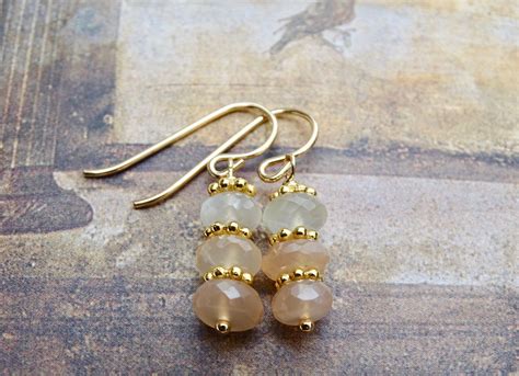 SALE Gift 14k Gold Moonstone Earrings Gemstone Jewelry Unique Etsy