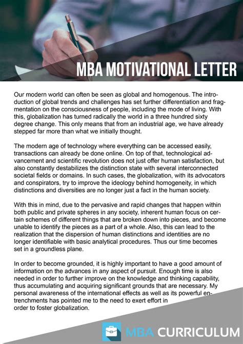 In this part of the admissions process universities give their applicants an opportunity to show what's. Get Simple Plan to Create MBA Motivation Letter | Getting ...