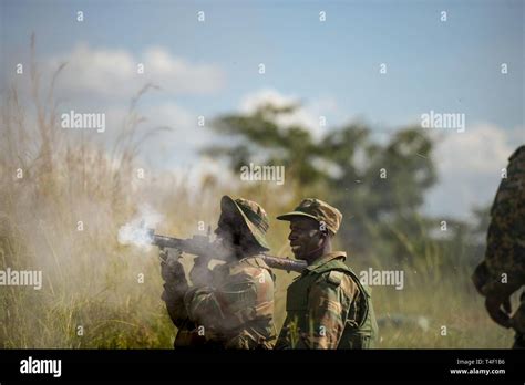 Zambian Soldiers Fire An Rgp During A Live Fire Tactical Movement