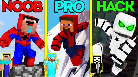 Minecraft Battle Noob Vs Pro Vs Hacker Spiderman Turning Challenge