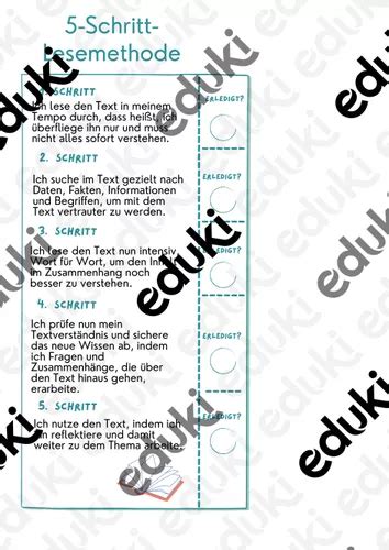 5 Schritt Lesemethode Methodenkarte Unterrichtsmaterial Im Fach Deutsch