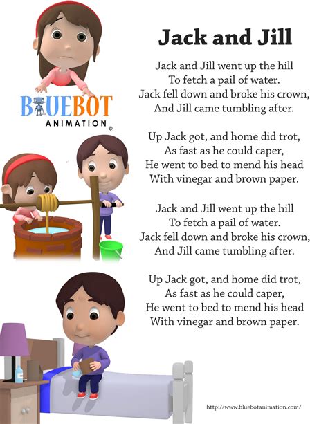 Jack And Jill Nursery Rhyme Lyrics Free Printable Nursery Rhyme Lyrics