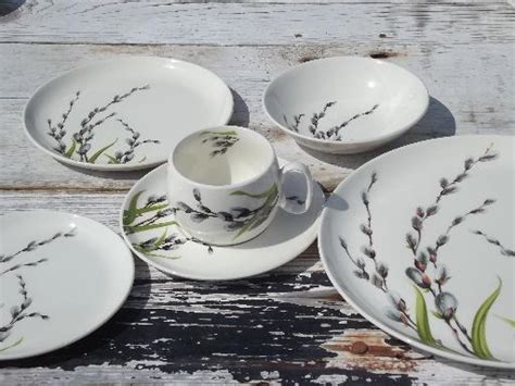 Pussy Willow Print 50s Vintage W S George China Dinnerware Set For 6