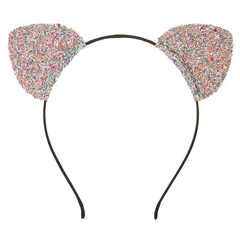 Silver Sequin Cat Ears Headband Claires Us