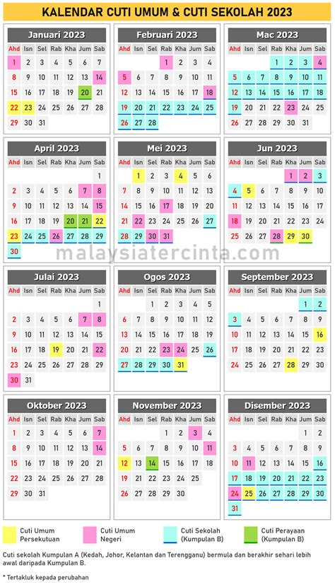 Kalendar 2023 Senarai Cuti Umum Dan Cuti Sekolah Malaysia Gambaran
