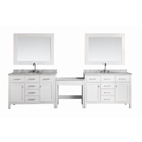 Master bathroom vanity with makeup area. Design Element Two London 48 in. W x 22 in. D Vanity in White with Marble Vanity Top in Carrara ...