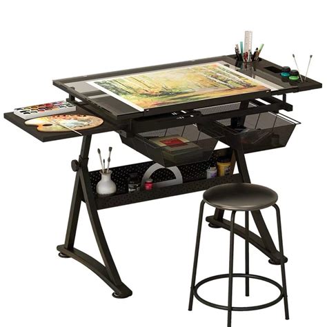 Buy Pbtrm Glass Drafting Table Height Adjustable Drawing Desk With