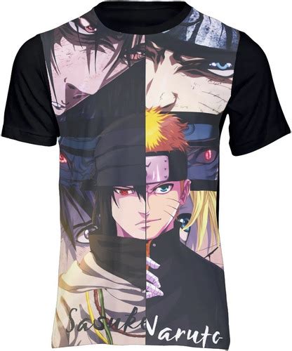 Camisa Camiseta Naruto Uzumaki Sasuke Uchiha Anime M14 Full
