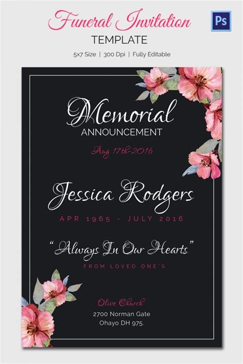 See more ideas about funeral, funeral invitation, celebration of life. Funeral Invitation Template - 12+ Free PSD, Vector EPS, AI ...