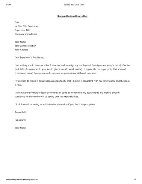 Simple Letter Of Resignation How To Write A Letter Of Resignation