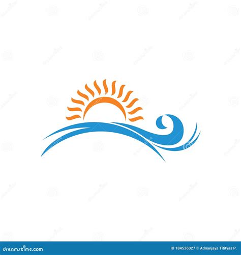 Colorful Sun Waves Horizon Symbol Vector Stock Vector Illustration Of