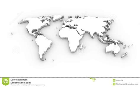 World Map 3d White With Clipping Path Royalty Free Stock Photos Image