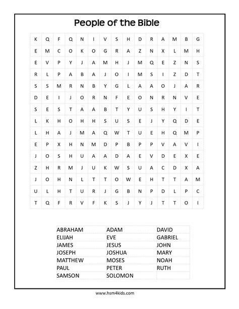 Free Printable Biblical Word Search Puzzles
