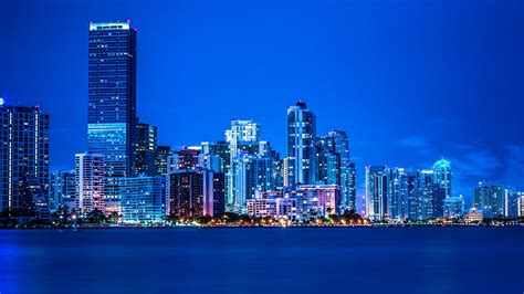 Download Wallpaper 1366x768 Miami Florida Night Lights City