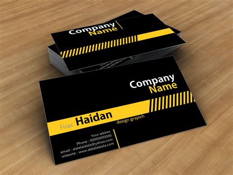 Kartu Nama CDR Black Yellow Stip Business Card Template CorelDRAW Free ...