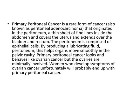 Ppt Primary Peritoneal Cancer Powerpoint Presentation Free Download