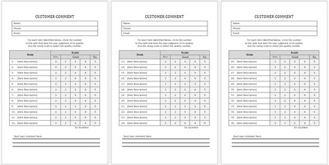 customer comment cards templates ms word word excel
