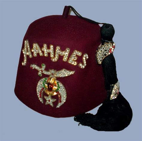 Vintage 60s Shriners Fez Hat Jeweled Masonic Aahmes Etsy