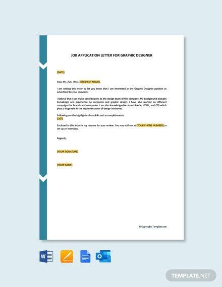 Application for the position of graphic design intern. Job Application Letter Template For Graphic Designer Free PDF - Word (DOC) | Apple (MAC) Pages ...