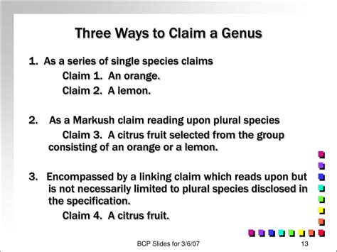 PPT - Restriction Practice for Genus Claims Species Claims Linking Claims and Markush Claims 