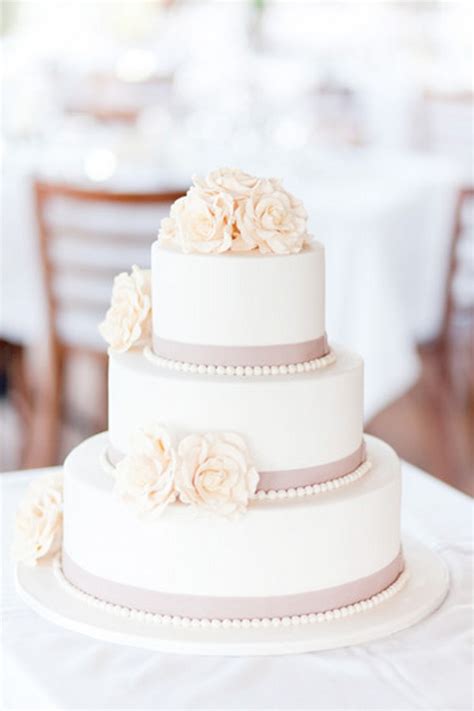 40, elegant and simple white wedding cakes ideas, 3. elegant wedding cake with pearls and floral ...