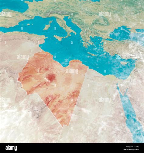 Physical Map With Reliefs Of Libya Libyan State In Evidence 3d Map Of