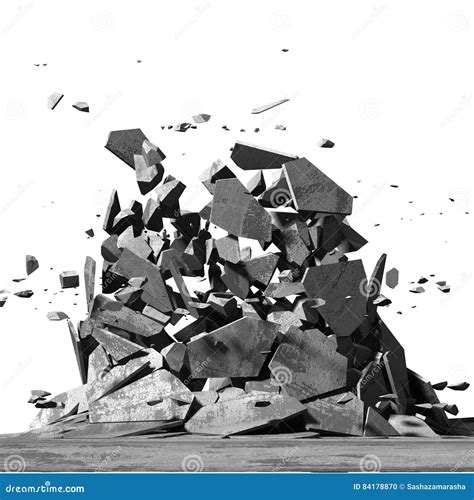 Concrete Chaotic Fragments Of Explosion Destruction Abstract Ba Stock