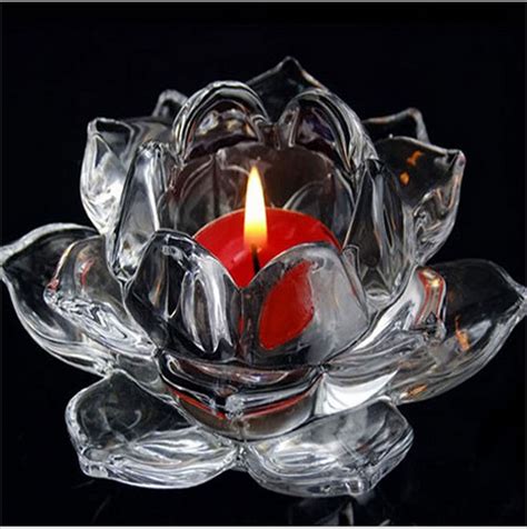 12cm crystal glass lotus flower candle holder tealight candle holder feng shui wedding