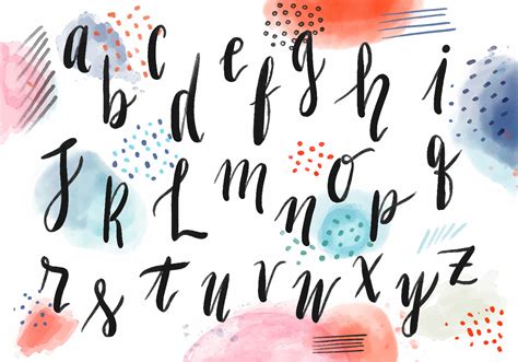 Watercolor Lettering Alphabet With Colorful Background 164343 Vector