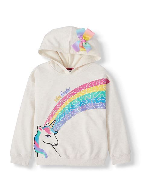 Jojo Siwa Girls 4 12 Unicorn Sequin Rainbow Hoodie With 3d Bow