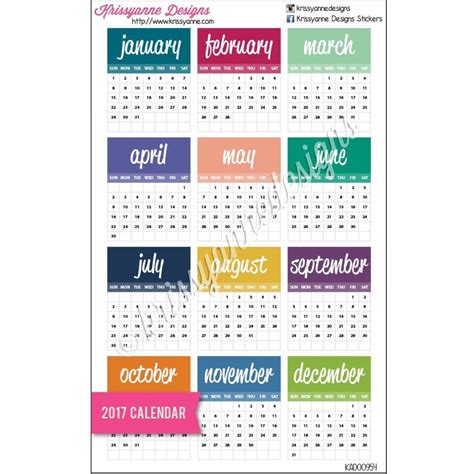 Small Monthly Calendars Set Of Stickers Planner Erin