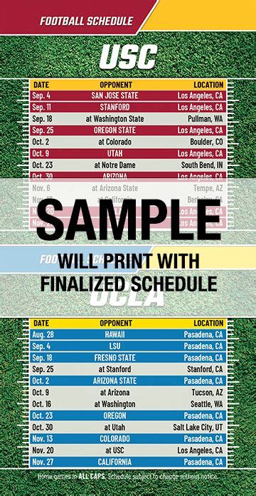 Reamark Products Usc And Ucla College Football Schedules