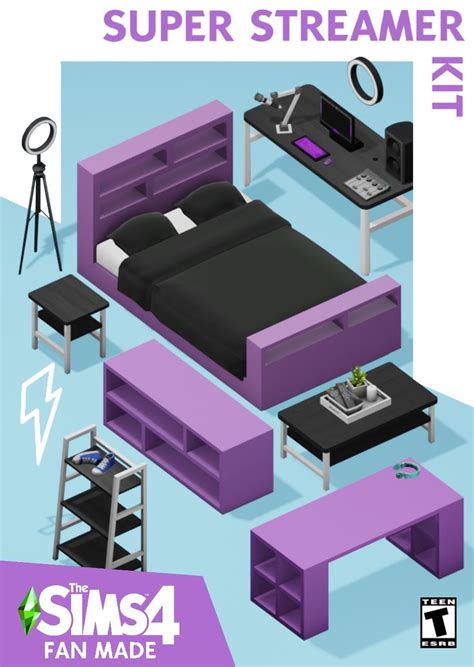 The Sims 4 Super Streamer Kit By Zwhsims Sims Sims 4 Bedroom Sims 4