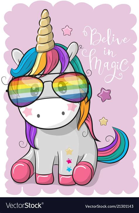 Cute Cartoon Cool Unicorn With Sun Glasses Download A Free Preview Or