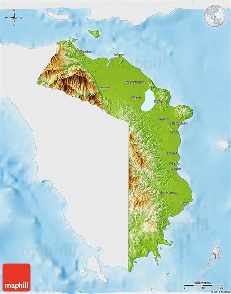 Physical 3d Map Of Oriental Mindoro Single Color Outside In 2022