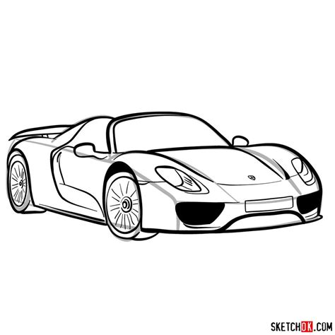 How To Draw Porsche 918 Spyder Supercars Sketchok Easy Drawing Guides